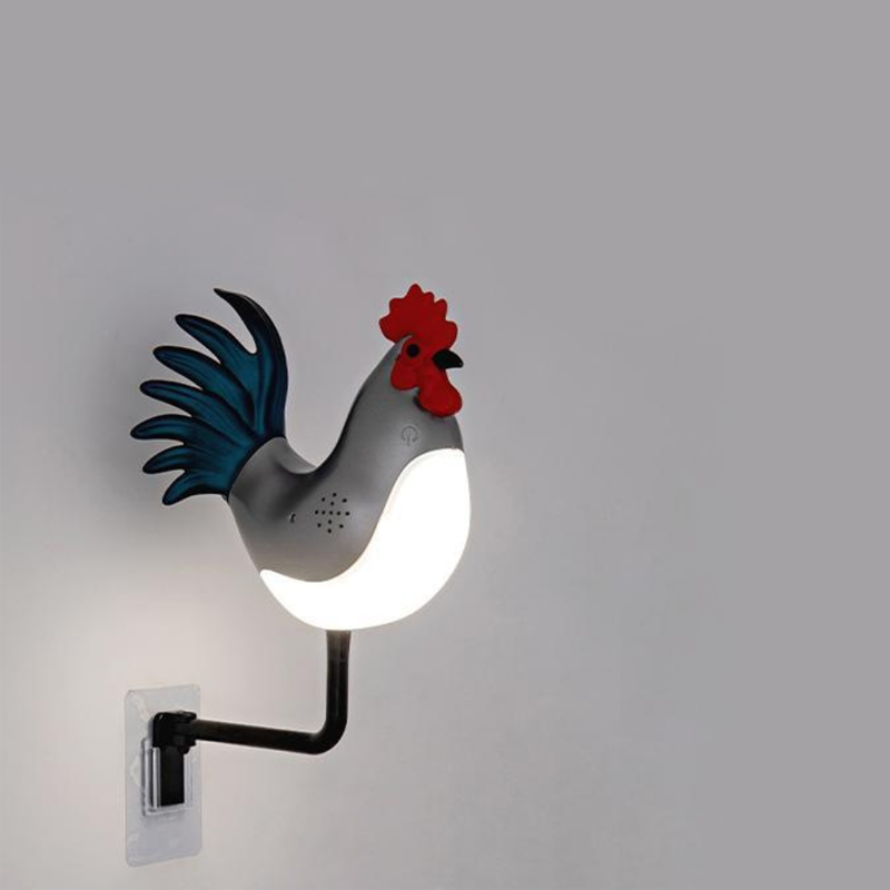 Silver Usb Rechargeable Rooster Wall Lamp With Sound Aromatherapy And Decorative Design Creative Nightlight For Bedroom