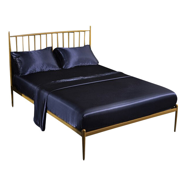 Fitted Sheet King Size Blue Luxury Silky Beddings Set With Pillow Cases