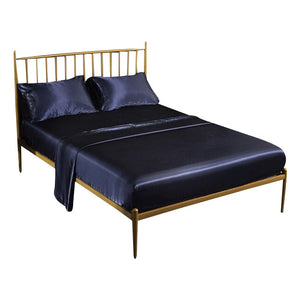 Fitted Sheet King Size Blue Luxury Silky Beddings Set With Pillow Cases