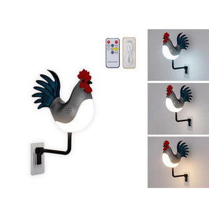 Silver Usb Rechargeable Rooster Wall Lamp With Sound Aromatherapy And Decorative Design Creative Nightlight For Bedroom