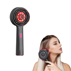 Wn 02 Gray Multi Function Red Light Massage Comb With 3 Modes And Rechargeable Battery