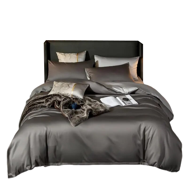 Bed Sheet Deep Grey Light Ultra Soft Luxury Egyptian Cotton Cover Full Size Set