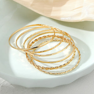 Veile Studios Bohemian Metal Chain Bracelet Set For Women Geometric Gold Colour Thick Link