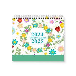 2024 English Creative Simple Desk Calendar Spring Flowers