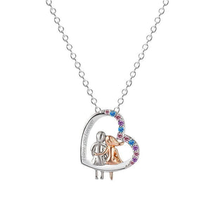 Veile Studios Love Couple Necklace With Colourful Rhinestones Heart Shaped For Valentine's Day Gift