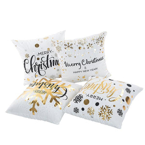 Decorative Gold And White Soft Christmas Cushion Covers