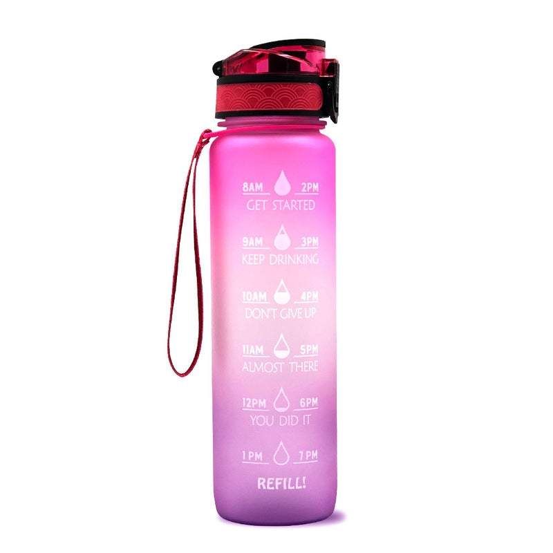 1L Leakproof Drinking Water Bottle Outdoor Bpa Free With Time Marker Sport