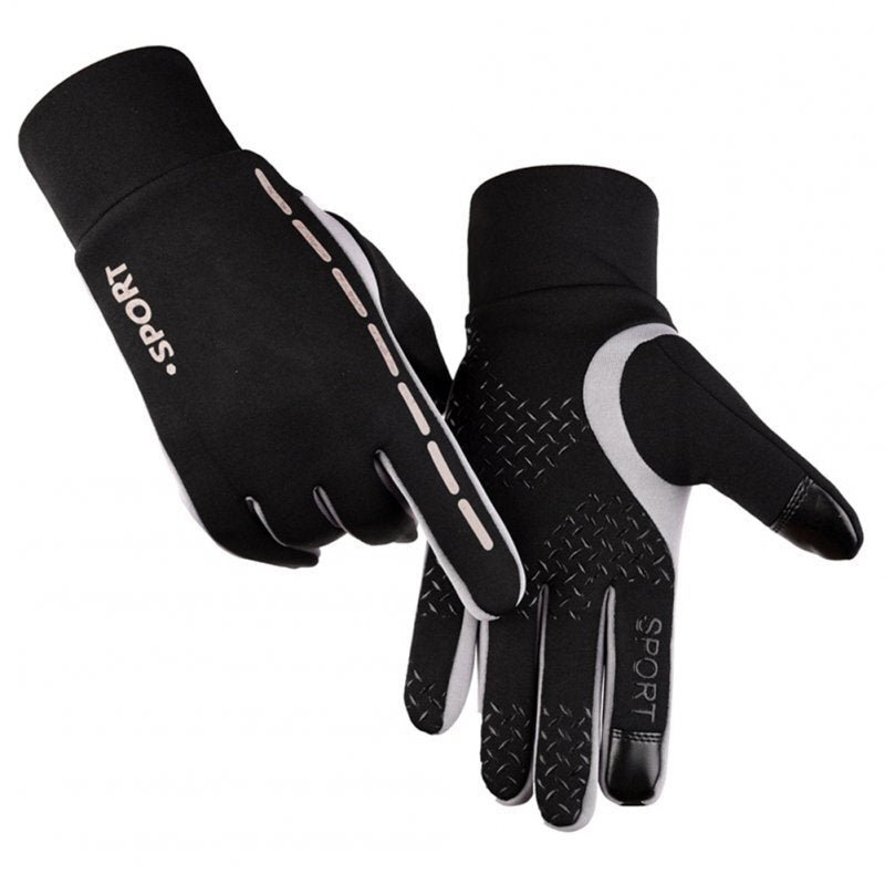 Unisex Luminous Outdoor Cycling Gloves Warm Velvet Touch Screen Waterproof Windproof