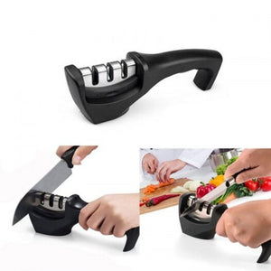 3 Paragraph Professional Knife Sharpener Kitchen Stone Tungsten Steel Knives Accessories Black