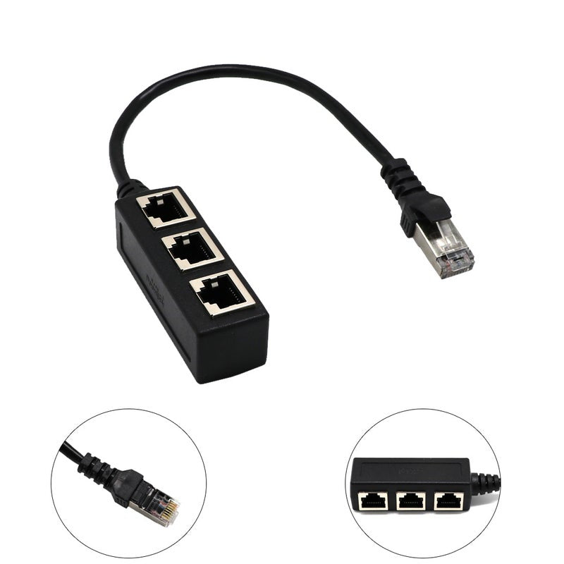 Lan Ethernet Network Rj45 Connector Splitter Adapter Cable For Networking Extension 1 Male To 3 Female