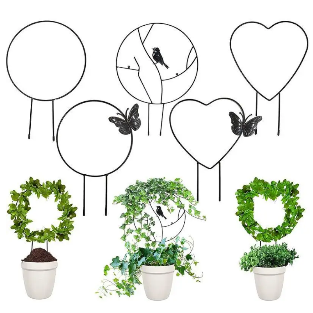 Round Heart-Shaped Plant Support Garden Stake Stand Flower Trellis Frame Holder