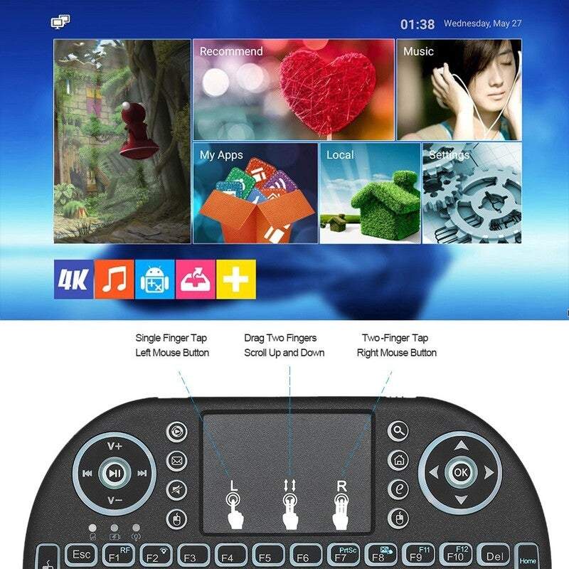 Tablet Keyboards 2.4Ghz Colourful Backlit Wireless Touchpad Mouse For Android Tv Box Pc Smart