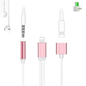 2 In 1 Audio Adapter 8 Pin To 3.5Mm Aux Earphone Jack For Iphone 7 Plus / 6 Rose Gold