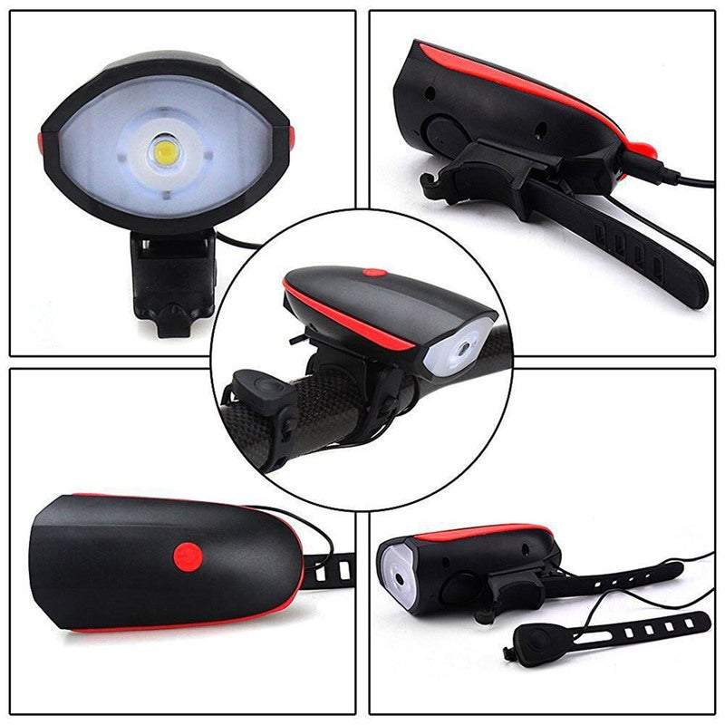 2 In 1 Bicycle Horn Headlight Bike Bell Led Light Usb Charging Night Riding Glare Flashlight