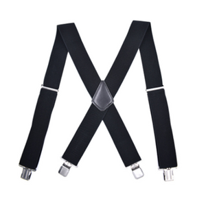 5 Centimeters Wide X Shape Braces Men Elastic Black Suspenders