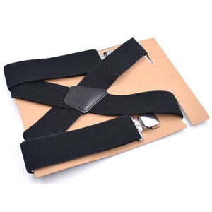 5 Centimeters Wide X Shape Braces Men Elastic Black Suspenders