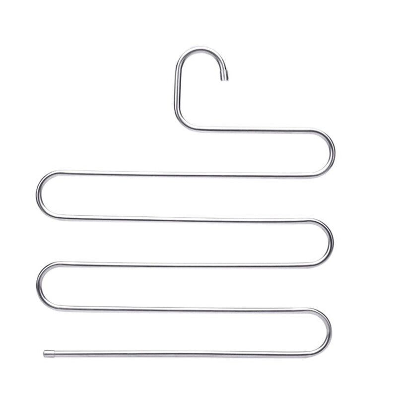 2 Pcs Multifunctional Nonslip Stainless Steel Shape Pants Storage Hanger