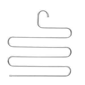 2 Pcs Multifunctional Nonslip Stainless Steel Shape Pants Storage Hanger