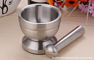 Stainless Steel Mortar And Pestle Manual Herb Grinder Kitchen Utensil