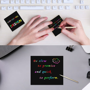 100Pcs Rainbow Scratch Mini Notes Paper Pad Cards