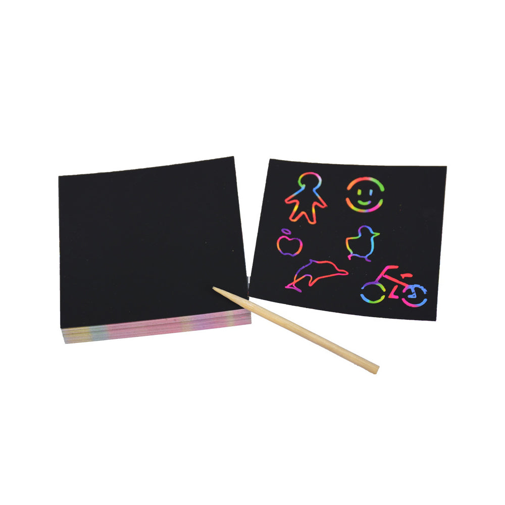 100Pcs Rainbow Scratch Mini Notes Paper Pad Cards