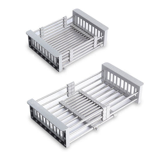 Over The Sink Stainless Steel Dish Drying Rack Kitchen Organiser