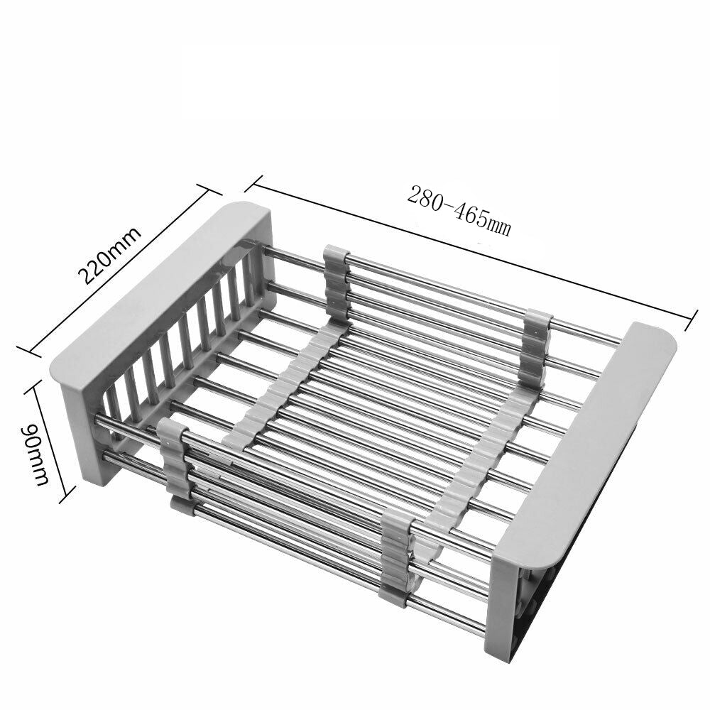 Over The Sink Stainless Steel Dish Drying Rack Kitchen Organiser