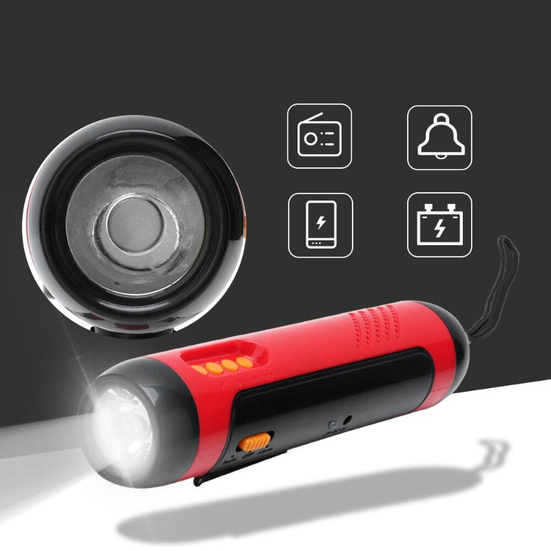 Solar Fm Radio Hand Crank Flashlight Emergency Charger