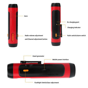 Solar Fm Radio Hand Crank Flashlight Emergency Charger