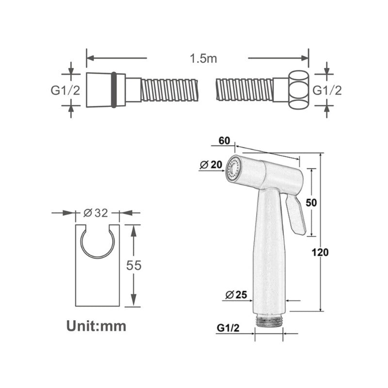 Stainless Steel Black Handheld Bathroom Bidet Toilet Sprayer