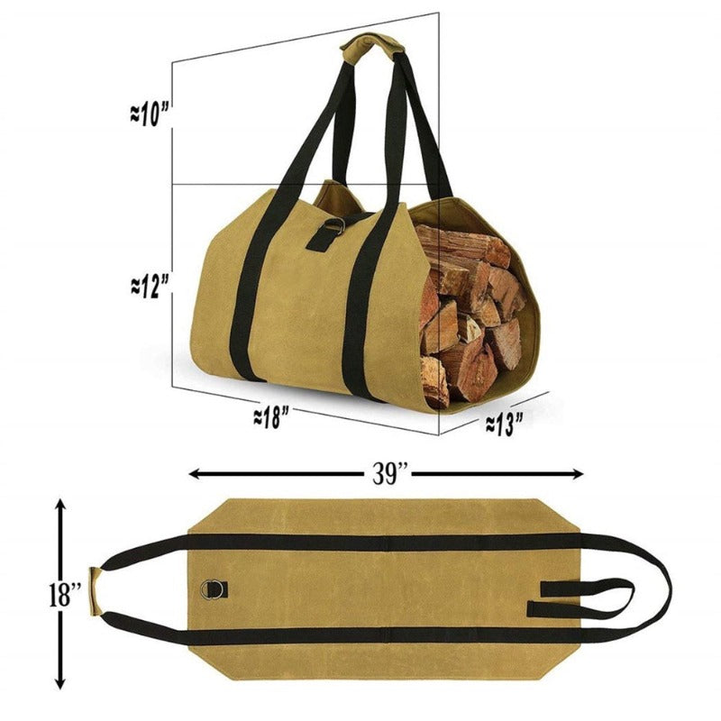 Portable Firewood Log Carrier Tote Bag Wood Holder