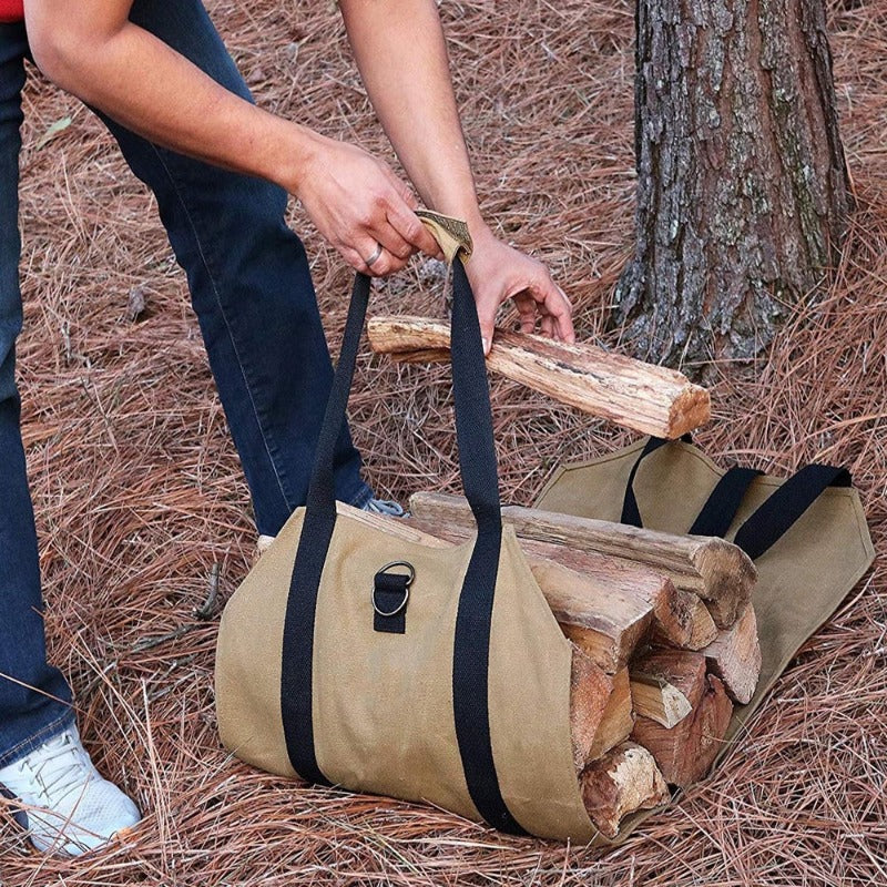 Portable Firewood Log Carrier Tote Bag Wood Holder