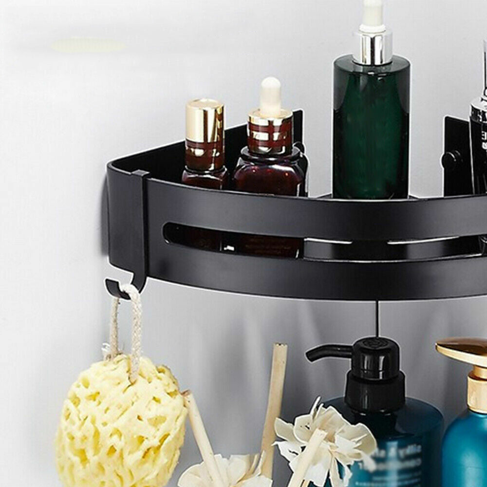 2Pcs Black Corner Shower Caddy Bathroom Storage Shelf Rack Organiser