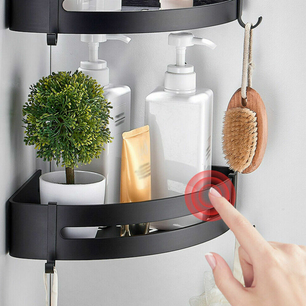 2Pcs Black Corner Shower Caddy Bathroom Storage Shelf Rack Organiser