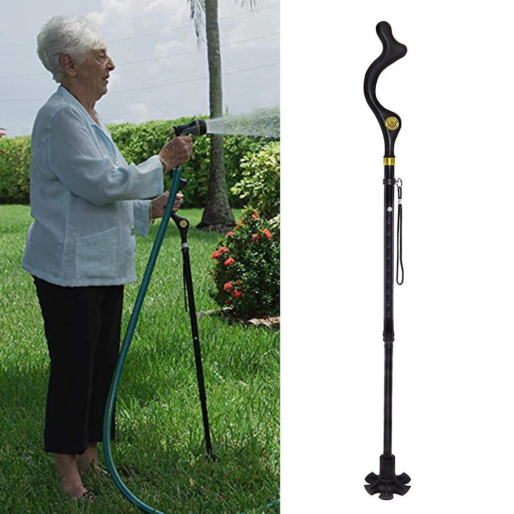 4 Head Pivoting Adjustable Anti-Slip Safety Walking Stick Cane