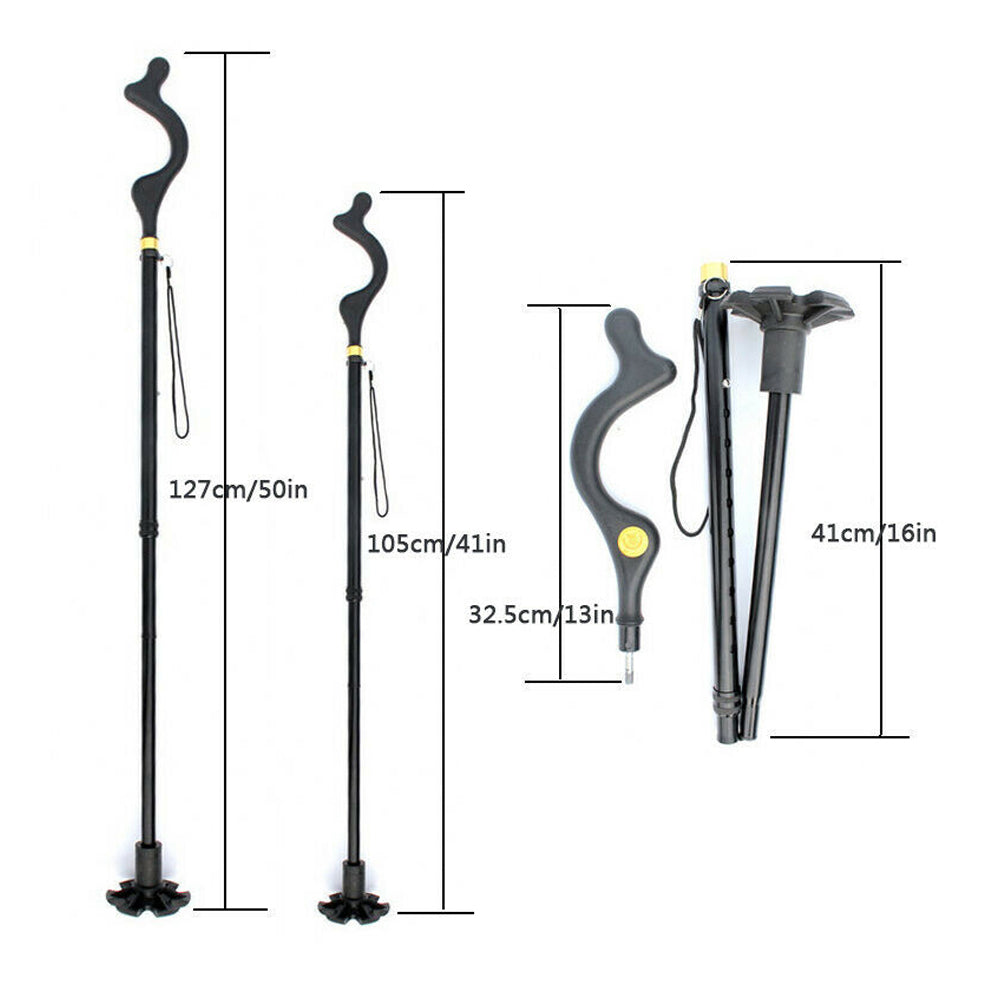 4 Head Pivoting Adjustable Anti-Slip Safety Walking Stick Cane