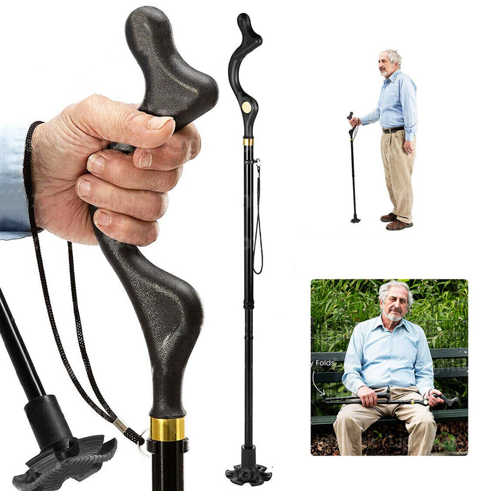 4 Head Pivoting Adjustable Anti-Slip Safety Walking Stick Cane