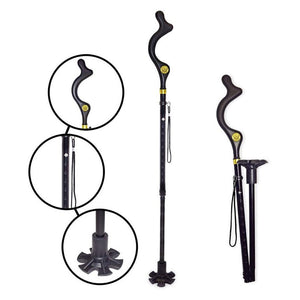 4 Head Pivoting Adjustable Anti-Slip Safety Walking Stick Cane