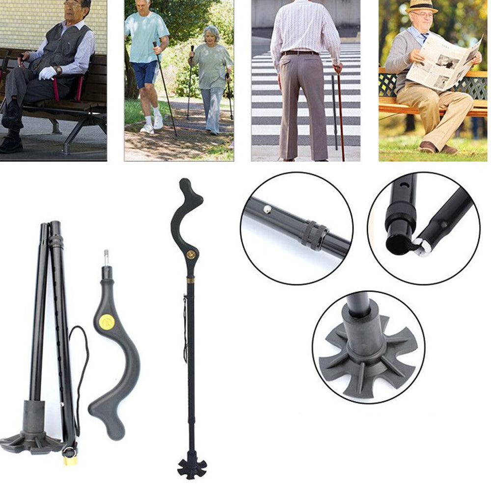 4 Head Pivoting Adjustable Anti-Slip Safety Walking Stick Cane