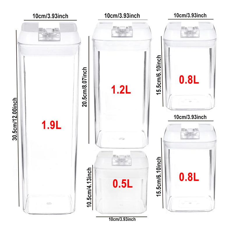 Pack Of 7 Plastic Food Storage Organizing Container With Airtight Lids