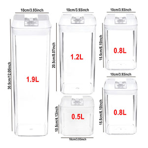 Pack Of 7 Plastic Food Storage Organizing Container With Airtight Lids