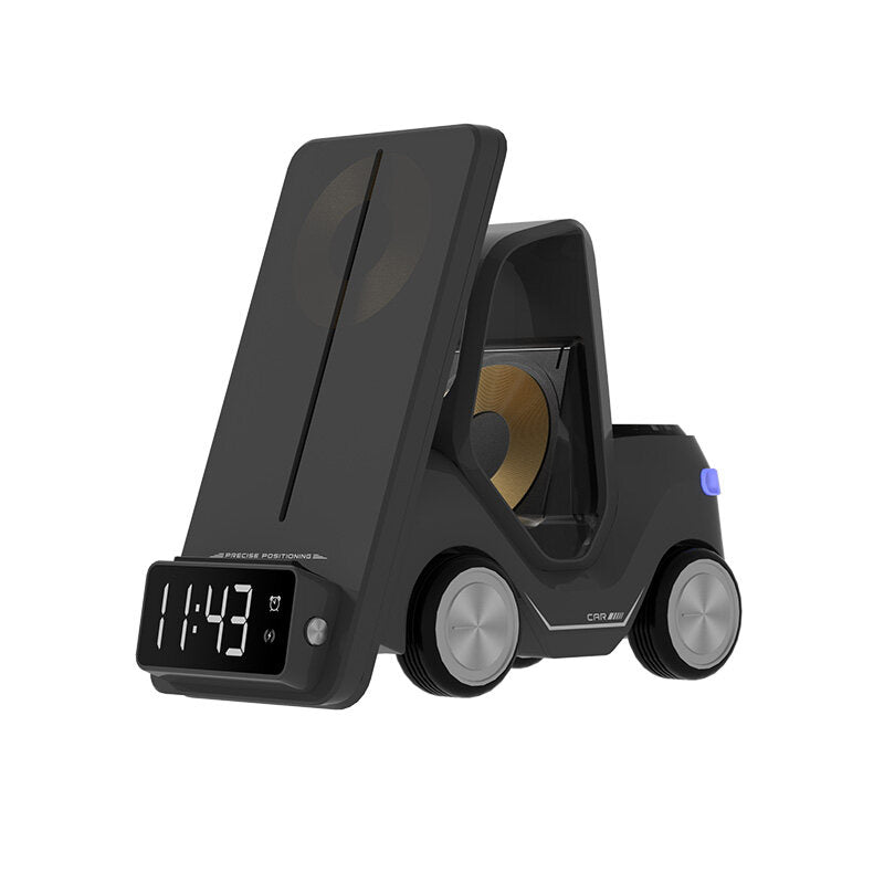 3 In 1 Fast Charging Wireless Charger With Digital Clock Display Type-C Plugged-In