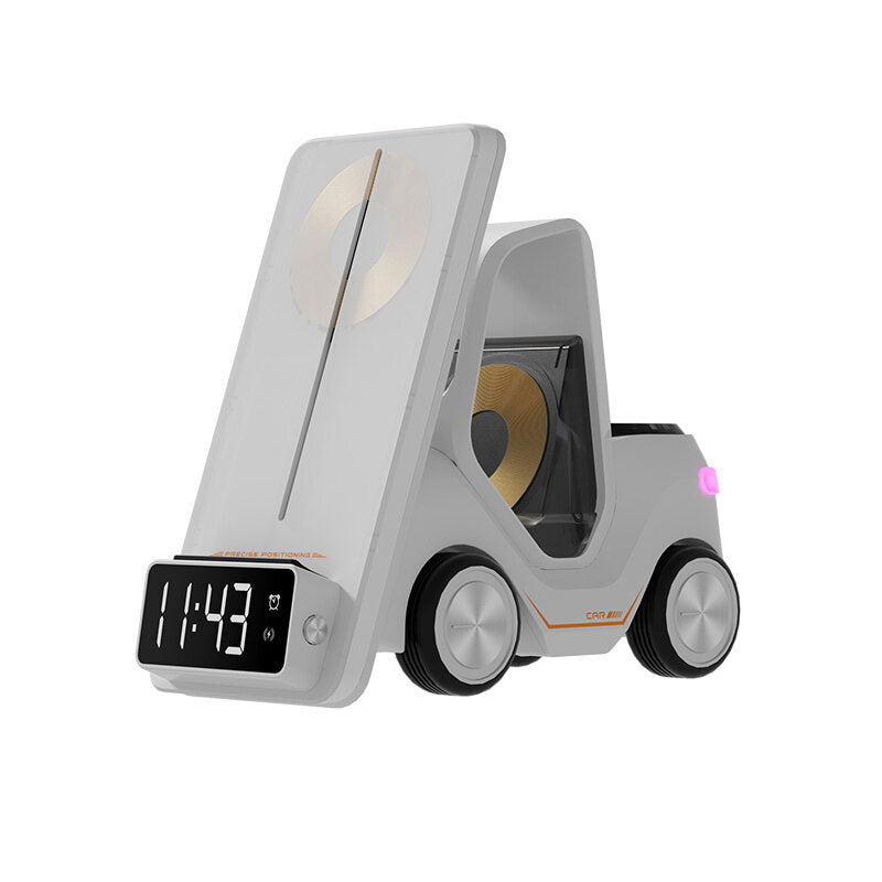 3 In 1 Fast Charging Wireless Charger With Digital Clock Display Type-C Plugged-In
