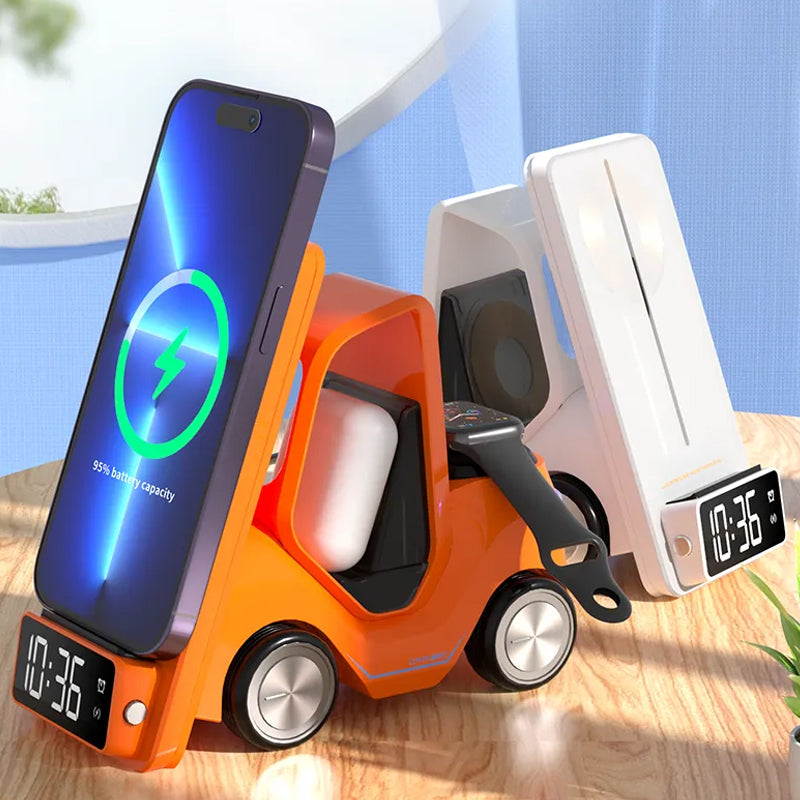 3 In 1 Fast Charging Wireless Charger With Digital Clock Display Type-C Plugged-In