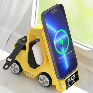 3 In 1 Fast Charging Wireless Charger With Digital Clock Display Type-C Plugged-In