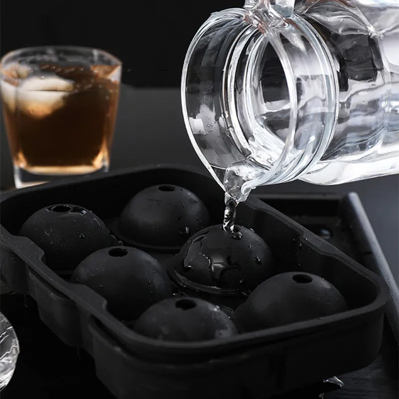 6 Large Sphere Shape Cocktail Ice Molds Quick Release Ball Maker