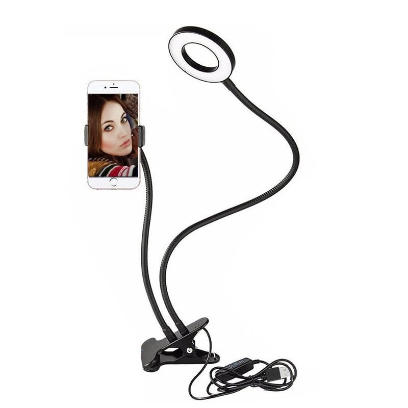 Flexible Clip-On Photography Selfie Ring Light With Adjustable Brightness