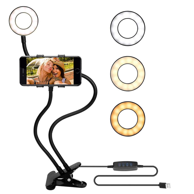 Flexible Clip-On Photography Selfie Ring Light With Adjustable Brightness