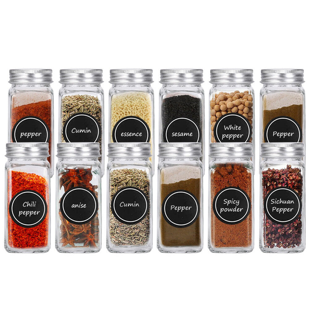 Pack Of 12 Stainless Steel Glass Powdered Seasoning Bottles