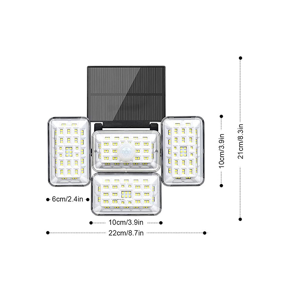 4 Head Solar Powered Motion Sensor Outdoor Flood Lamp